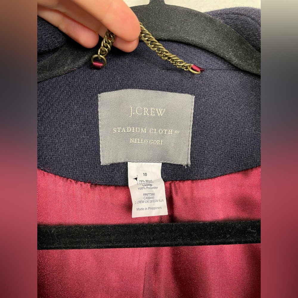 J.CREW Women's 10 Stadium Cloth by Nello Gori Peacoat Navy Wool Double Breasted - Picture 4 of 16